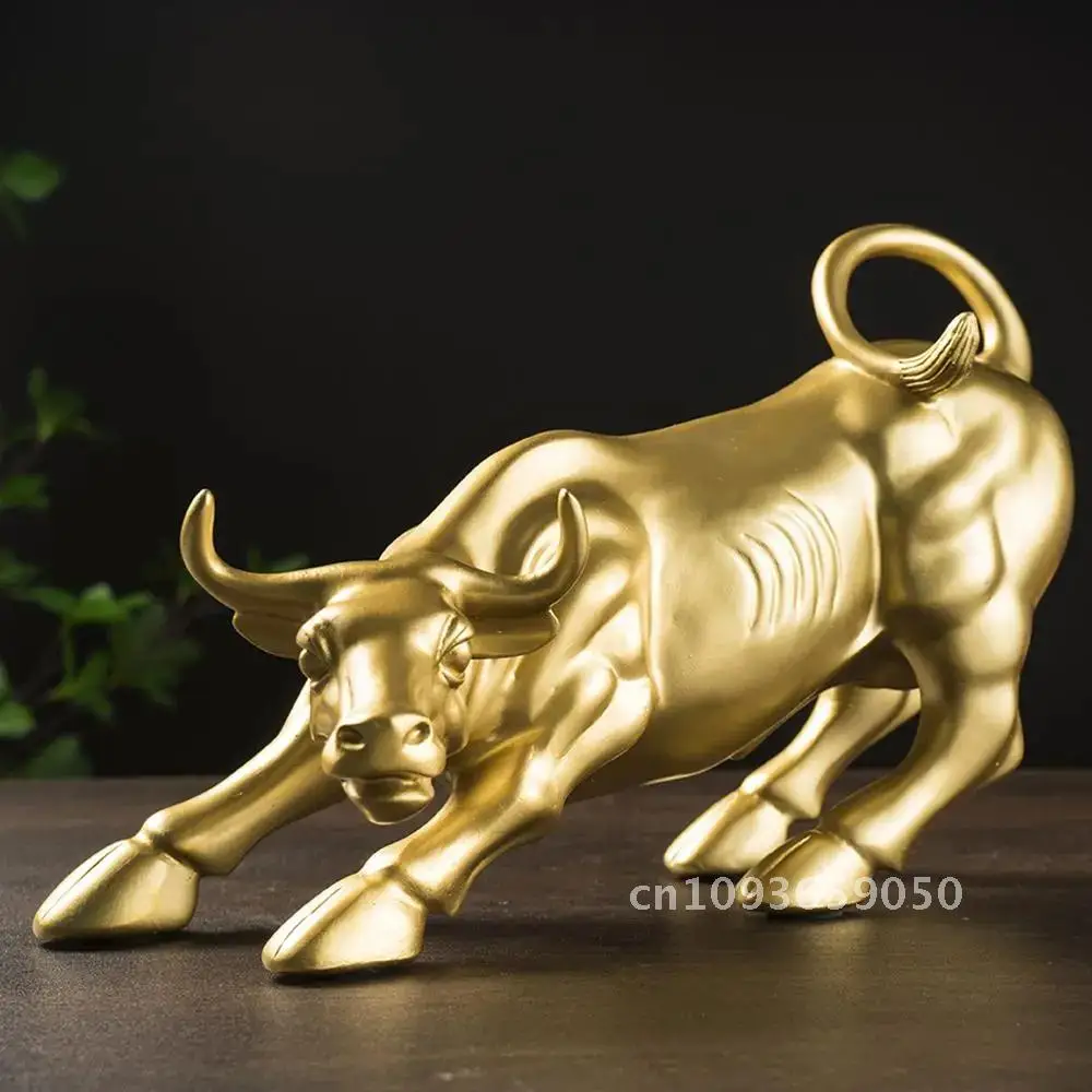 Decoration 27cm Resin Charging Bull Wall Street Office Sculpture Fortune Shui Bookshelf Stock Market Statue Feng Desktop Vilead