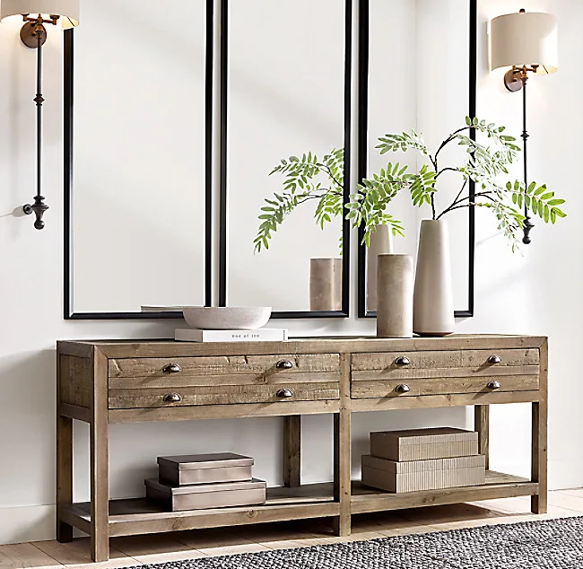 خزانة ديكور لطاولة المدخل من الخشب الصلب بتصميم عتيق أمريكي عتيق