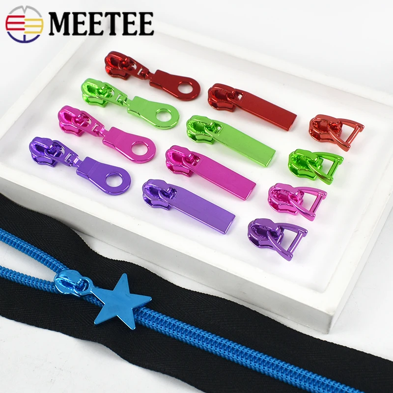 10Pcs 5# Colorful Zipper Sliders Sewing Zippers Puller Replacement Repair Kit Bag Decorative Ziper Lock Head Closure Accessories