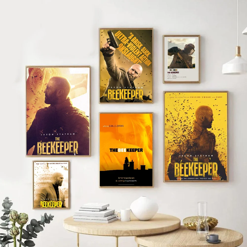 

The Beekeeper Action Thriller Movie Classic Anime Poster Waterproof Paper Sticker Coffee House Bar Room Wall Decor