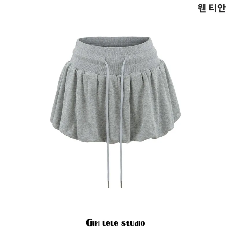 

ay ort Skirt with Wide Waist Belt And Dstring Women's Slimming Flower Bud Puffy Skirt by Girl LeLe Studio
