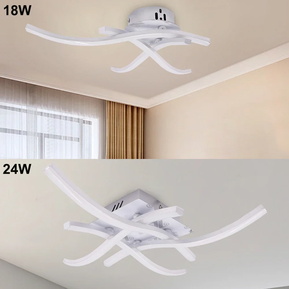 18W 24W Wave-Line Design LED Ceiling Light Warm White Cold  Modern   Lamps for Bedroom Dining Room Living