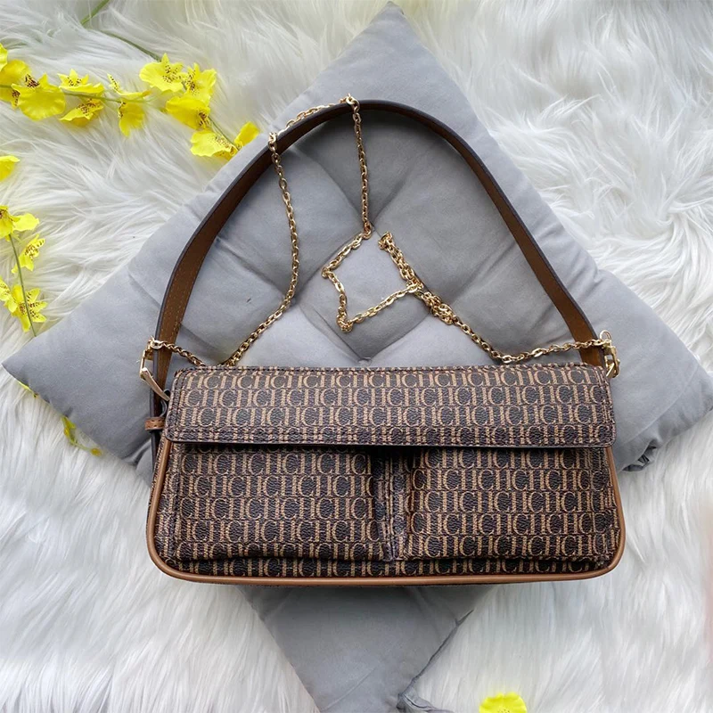 

Женская сумка через плечо CH с металлической цепочкой, винтажный дизайн, незаменимая вещь для работы, повседневная офисная сумка для женщин, на каждый день