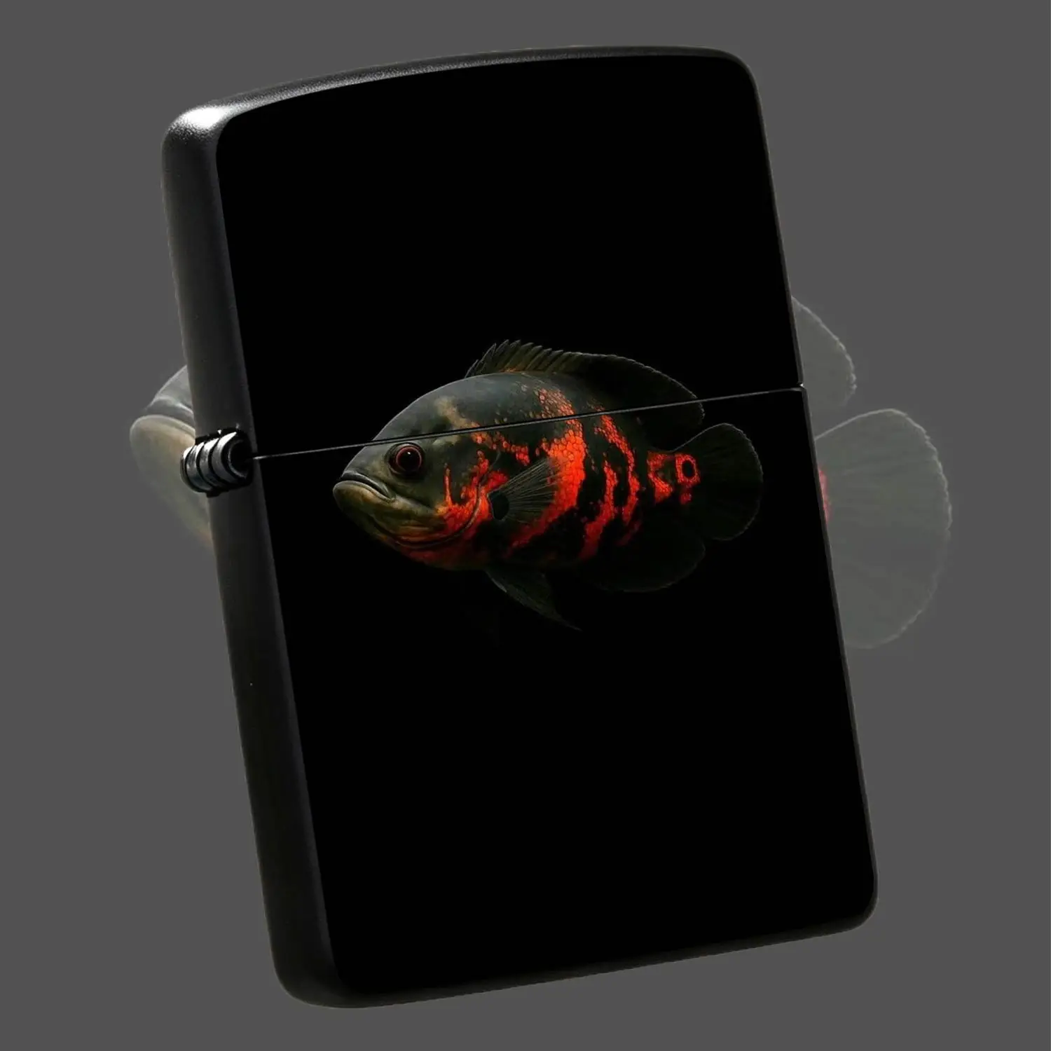 High-Definition Exotic Oscar Fish Pattern Lighter, Minimalist Black Background Stylish Portable Igniter, Cool Unique Decorative Accessory For Outdoor Camping Daily Use, Ideal Thoughtful Gift For Various O A Humorous And Interesting Lighter