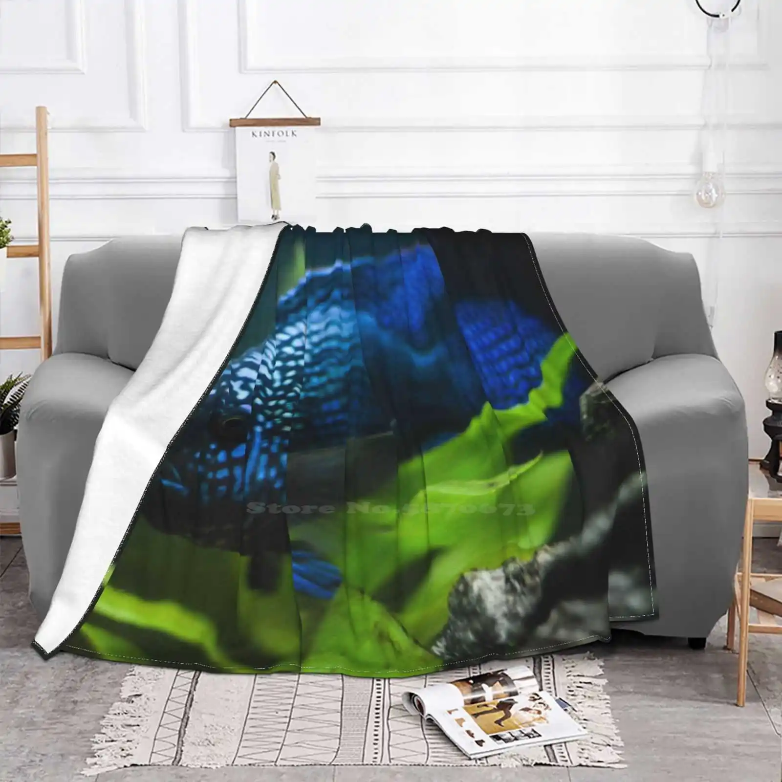 Jack Dempsey Cichlid Super Warm Soft Blankets Throw On Sofa/Bed/Travel Jack Dempsey Cichlid South American Fish Aquarium