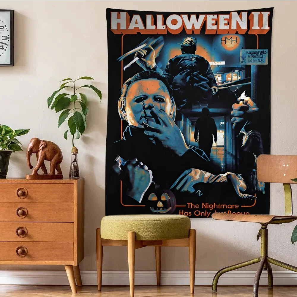 Horror Movies Halloween Michael Myers Classic Vintage DIY Wall Tapestry Hanging Tarot Hippie Wall Rugs Dorm INS Home Decor