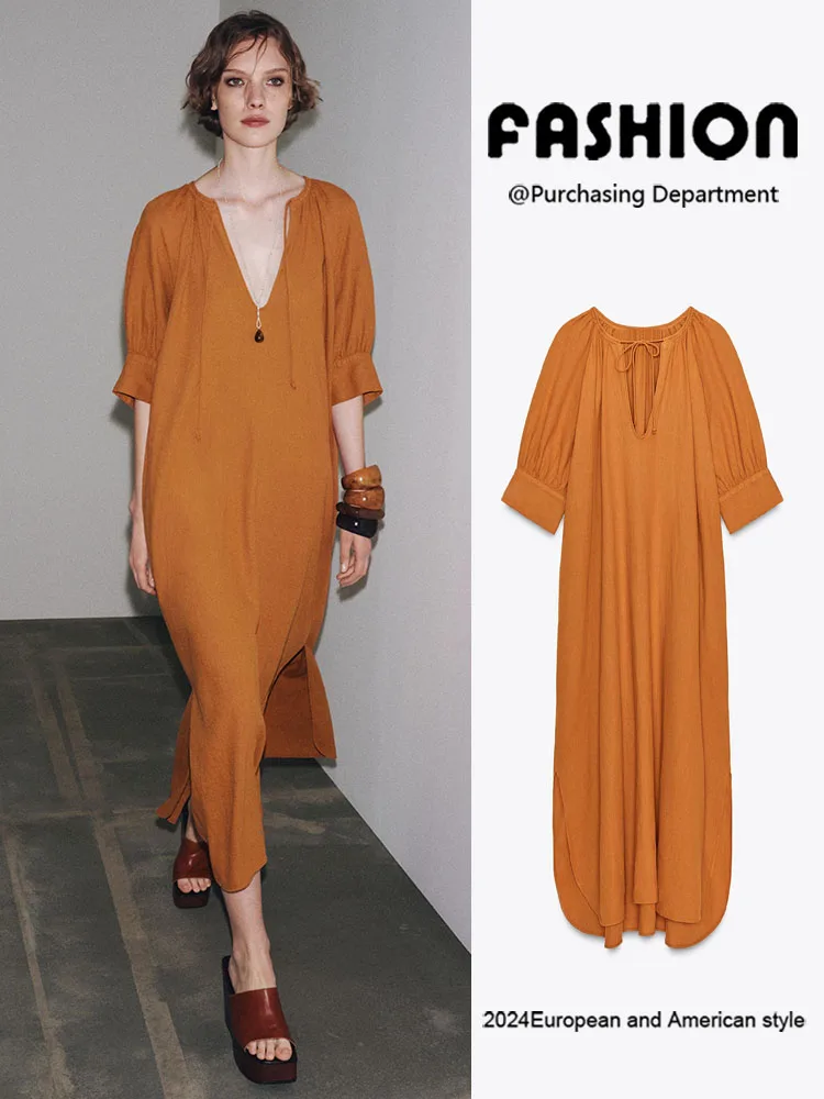 

Faionable Loose Long irt Sle Dr, новая летняя коллекция ort Sve, женская одежда, этнический сценический костюм 2025