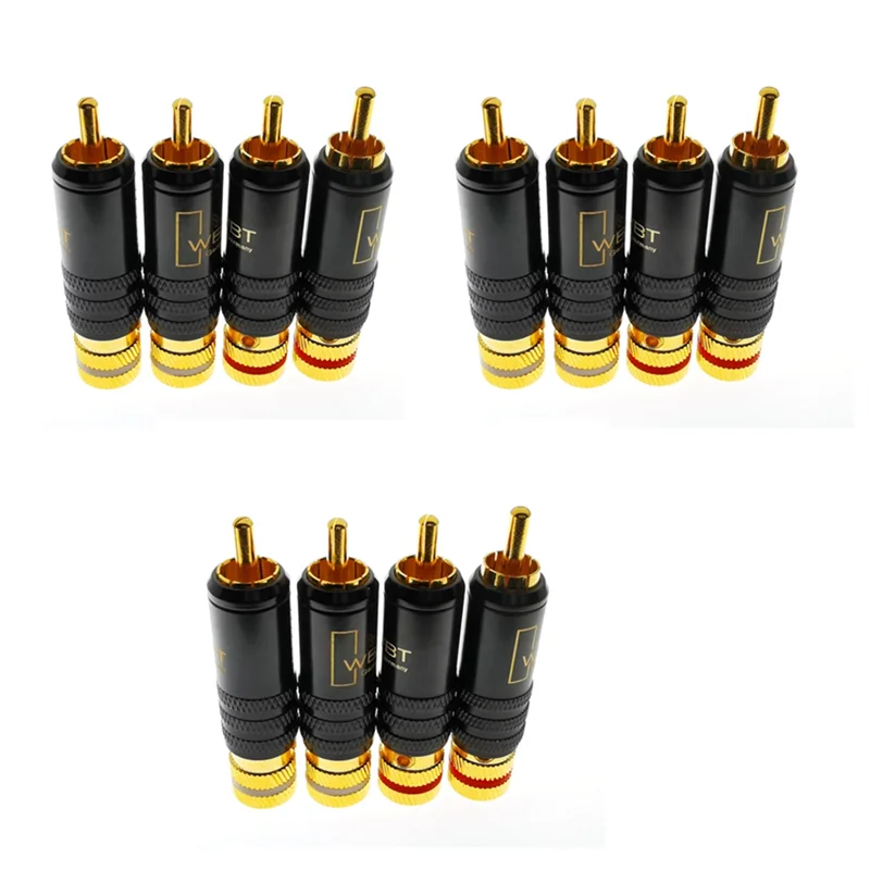 

【Sleek Design】12X WBT-0144 Gold Plated For RCA Plug For RCA Plug-In Type AV Audio And Video Plug Video Plug Connector