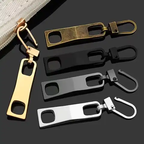 4pcs Two-Hole Zipper Pull Tabs – Detachable Metal Buckle, Replacement for Clothing & Schoolbags