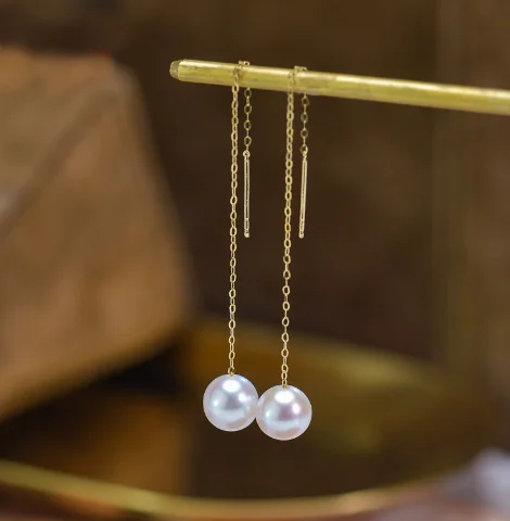 

18k gold earrings pearl earrings for women long earring drop earrings