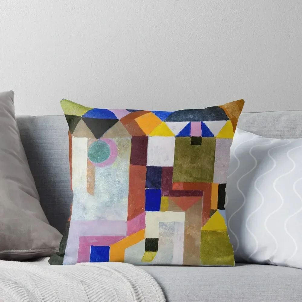 Colorful Architecture (1917) by Paul Klee Throw Pillow Sitting Cushion Pillows Aesthetic Decorative Cover For Living Room pillow