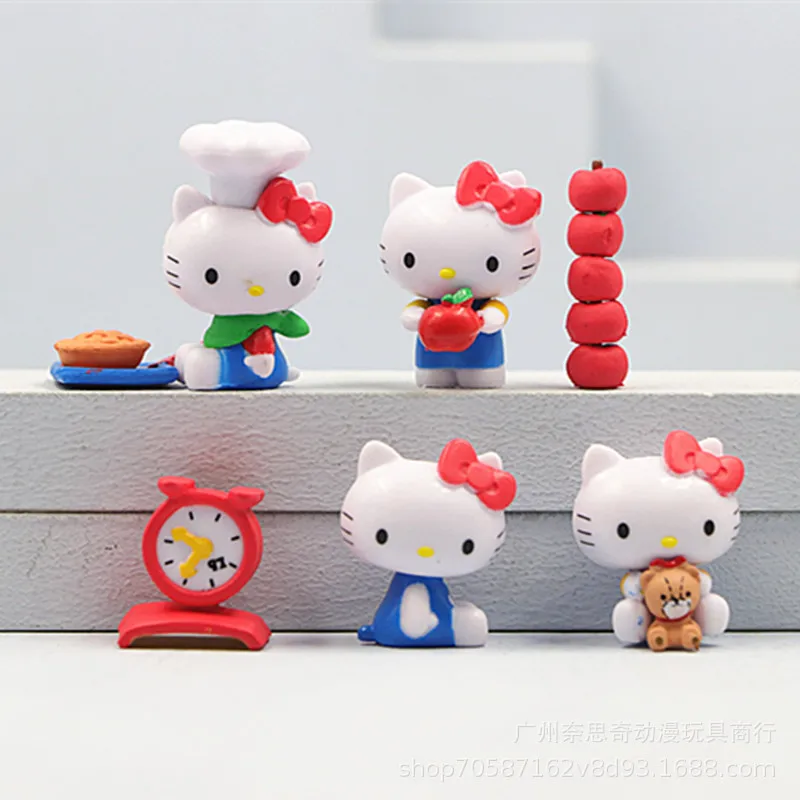 Kawaii Sanrio Toys Sanrio Hello Kitty Fruit Dessert Series Cute Kt Cat Anime Figure Model Doll Toys Collect Ornaments Girl Gifts