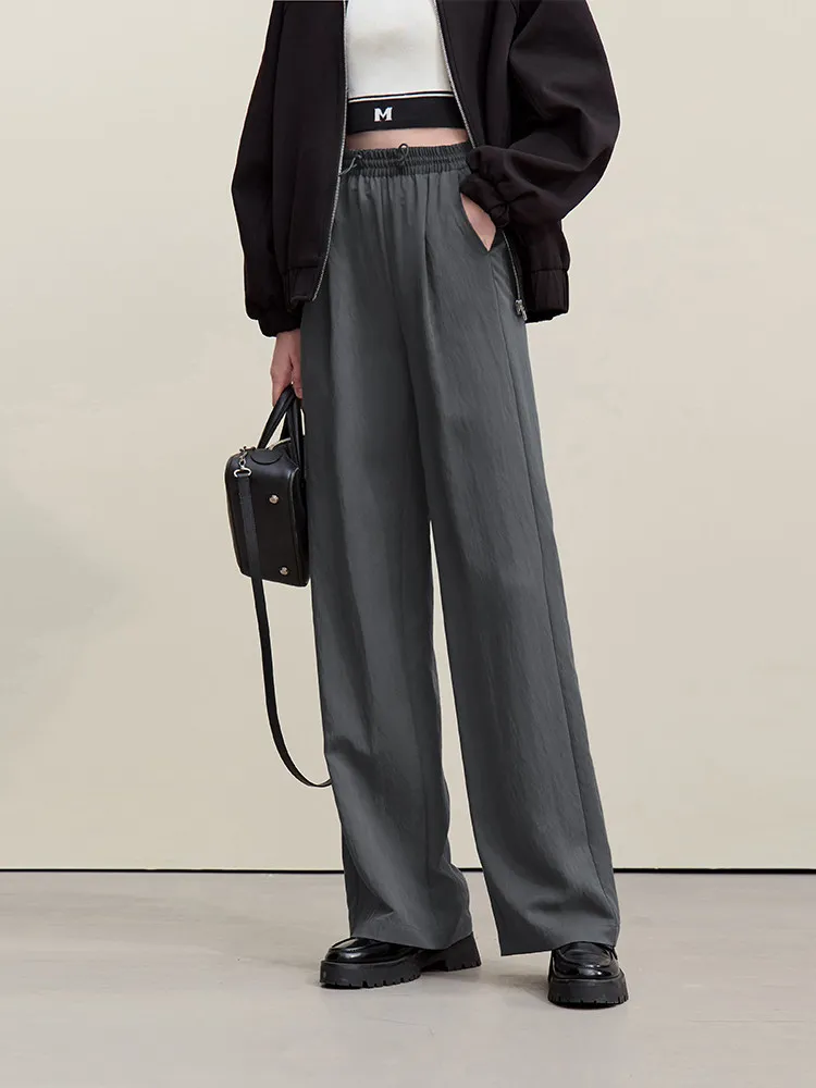 

Женские широкие брюки Amii 2026, летние, с эластичным поясом, свободного кроя, с принтом, повседневные, длинные, 12642005