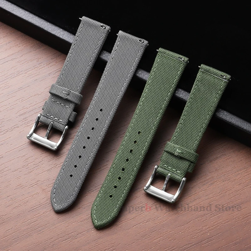20 مللي متر 22 مللي متر مقاوم للماء Sailcloth حزام ساعة اليد ل أوميغا ل Seiko الوجهين النايلون حزام الساعات الإفراج السريع الفرقة الرياضة حزام للرجال