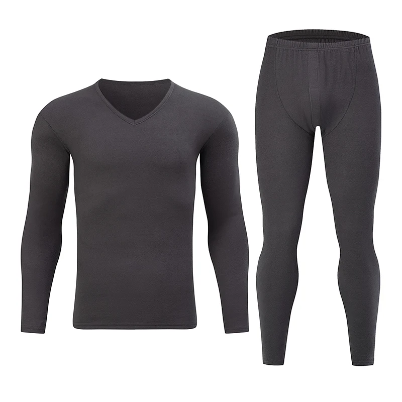 2-Piece Men's Autumn And Winter Solid Color Warm Suit For Youth Sports And Leisure Thick Loose And Comfortable Autumn Clothes