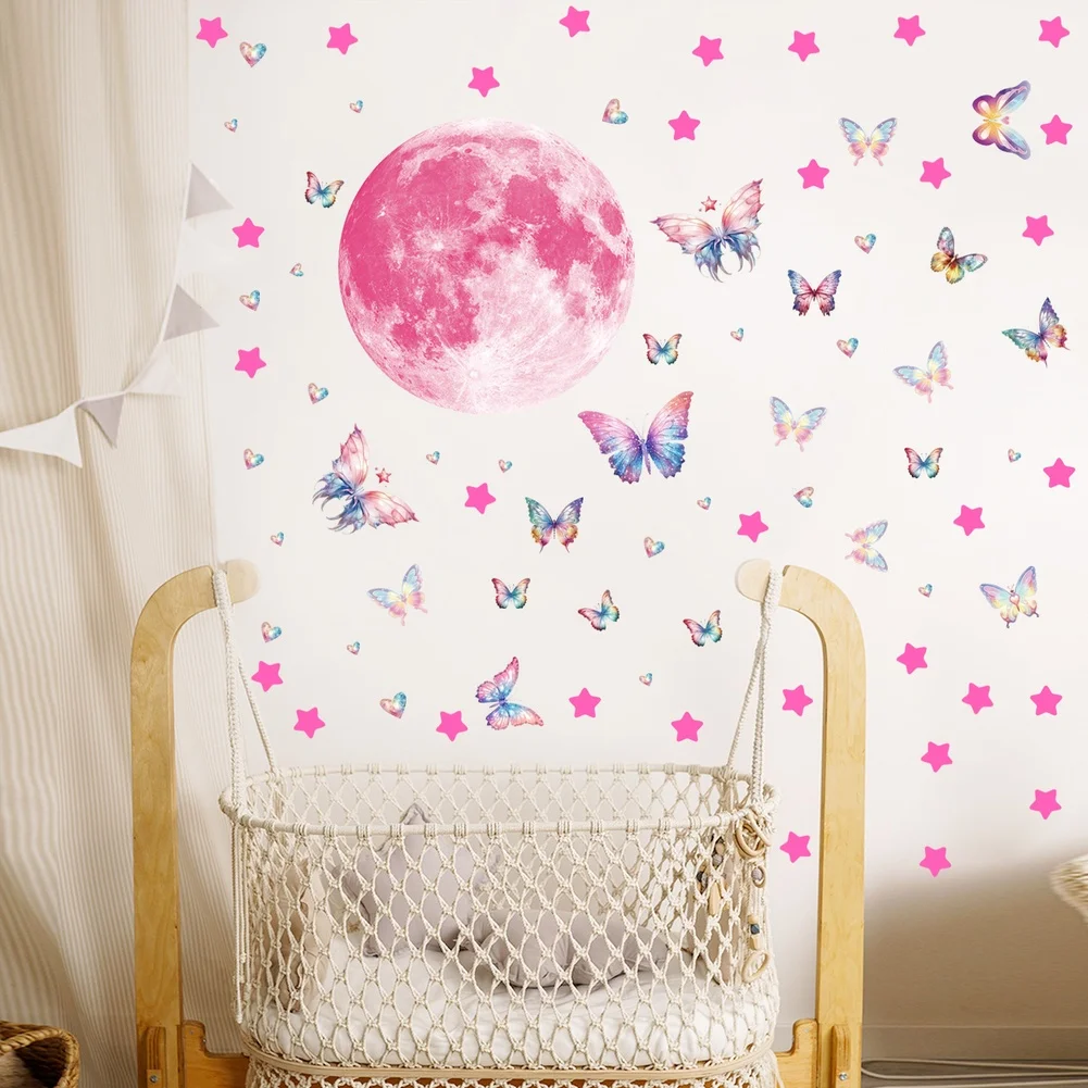 Wall Stickers with Glow in the Dark Star and Butterfly Designs for Childrens Bedrooms Suitable for Indoor Smooth Surfaces