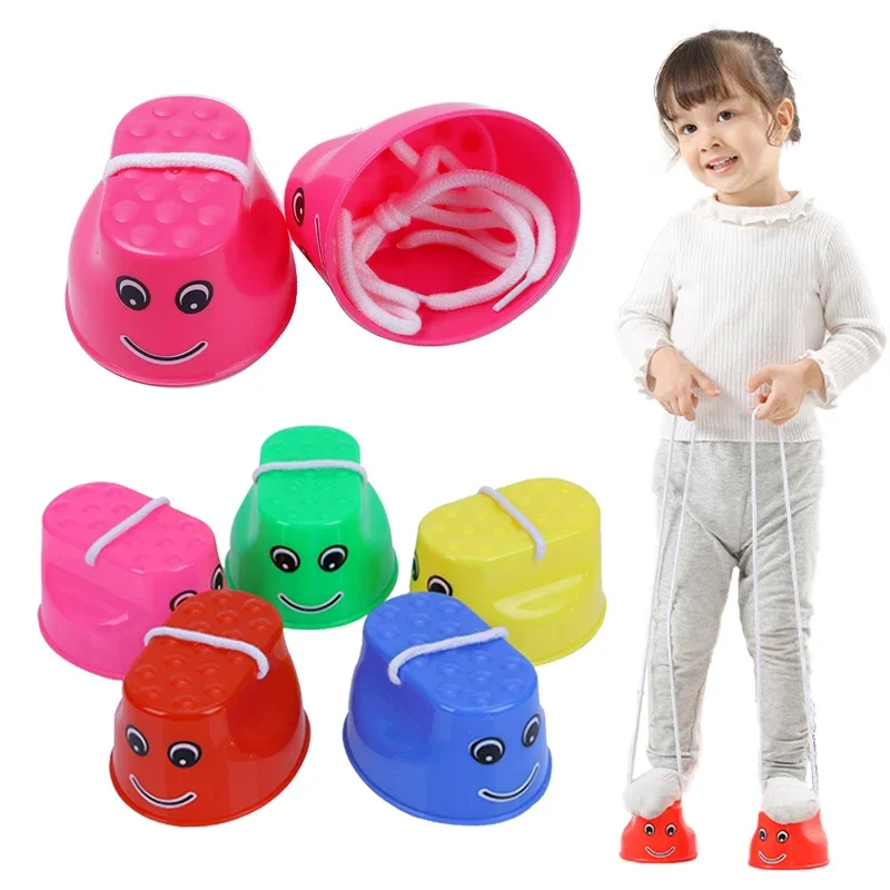 1 Pair Children's Smile Jumping Stilts Kindergarten Sensory Integration Training Equipment Balance Coordination Toys for Kids