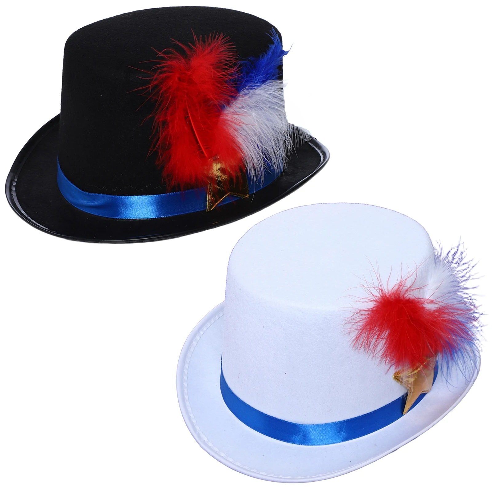 

Elegant Lady Vintage Fedora Hat Ribbon Feather Star Embellished Felt Flat Hats for Halloween Cosplay Masquerade Tea Parties Caps
