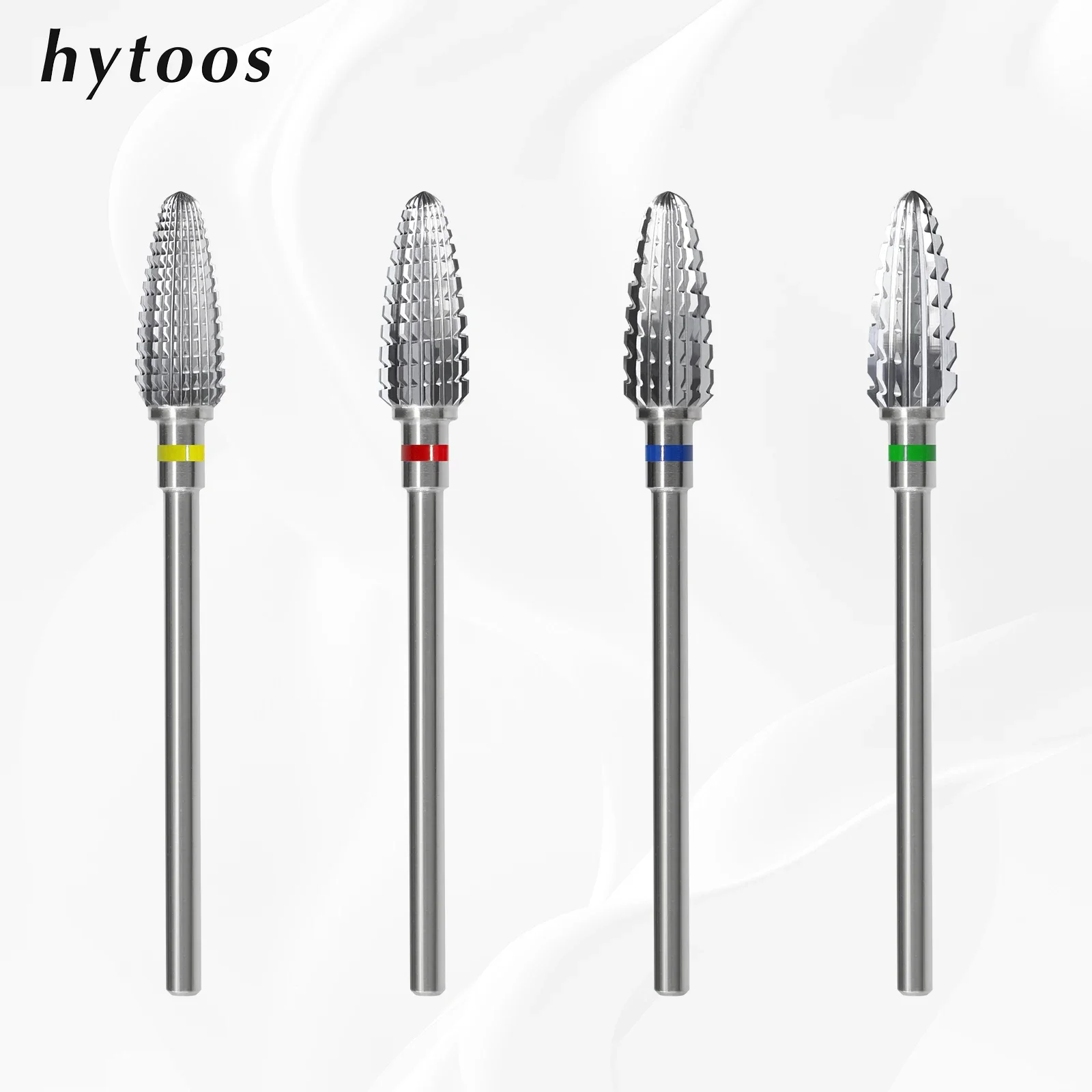 HYTOOS Flame Carbide Nail Drill Bit 3/32 Professional Two-way Nail Bits Acrylic Gel Remover Electric Nails Accessories Tool