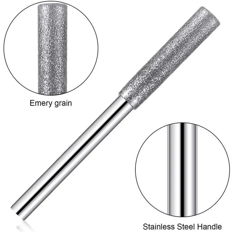 Diamond Coated Cylindrical Burr 4/4.8/5.5mm Chainsaw Sharpener Stone File Chain Saw Sharpening Carving Grinding Tools Abrasive