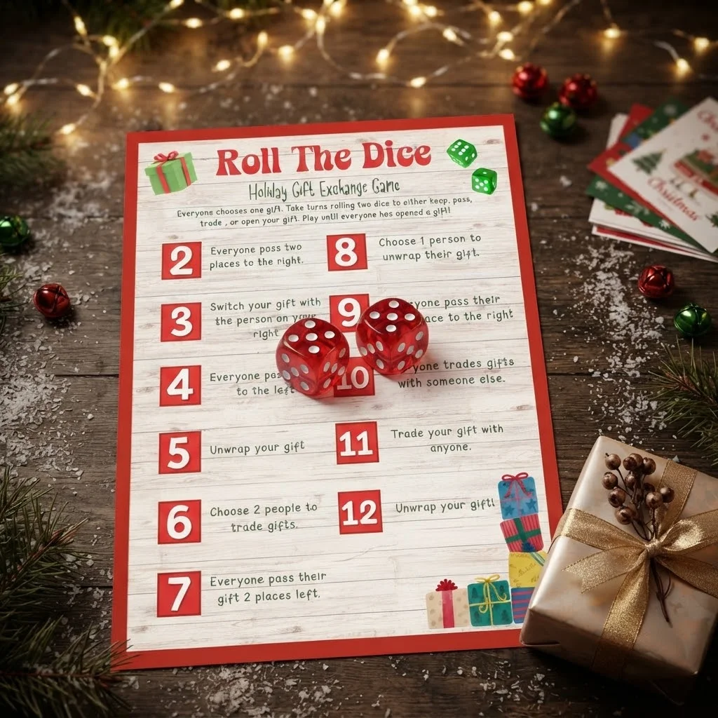 Christmas 'GIFT EXCHANGE DICE GAME', dice game, Christmas gifts, Christmas decorations, Christmas party games, fun gift swapping