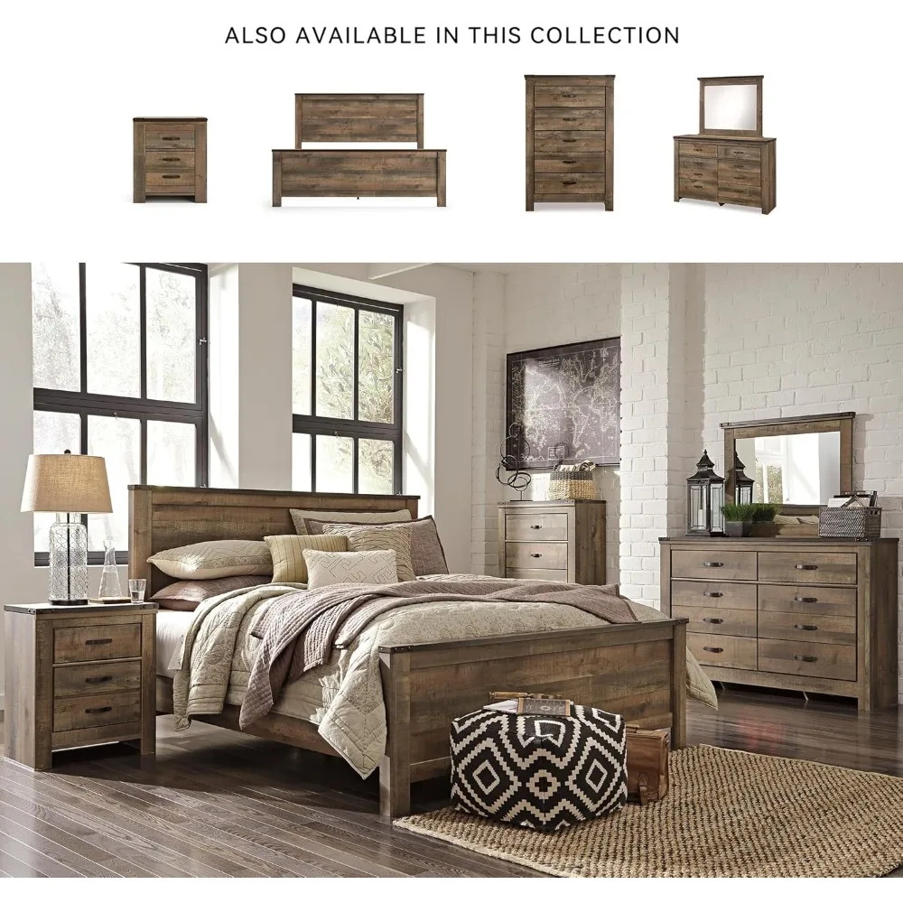 USB 충전 포트가 있는 2단 서랍형 나이트스탠드, 높이 29.65인치, 따뜻한 갈색 마감