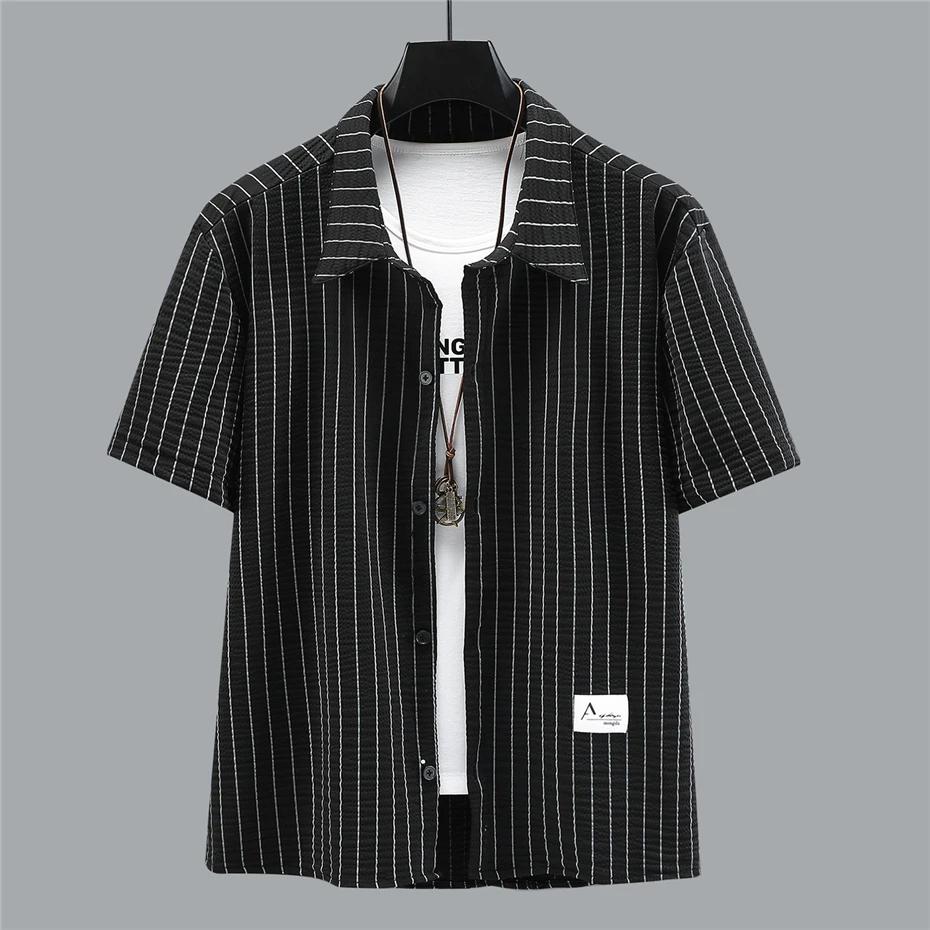 Men\'s Sets Summer Stripe Shirt Short Fashion Casual Stripe Suits for Men Plus Size 10XL 11XL Suits Summer Clothes