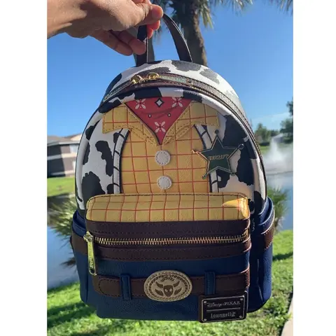 In Stock Loungefly Pixar Toy Story Woody Sheriff Cowboy Mini Backpack & Wallet Set Cartoon Gift For Fans Daily Casual Bag