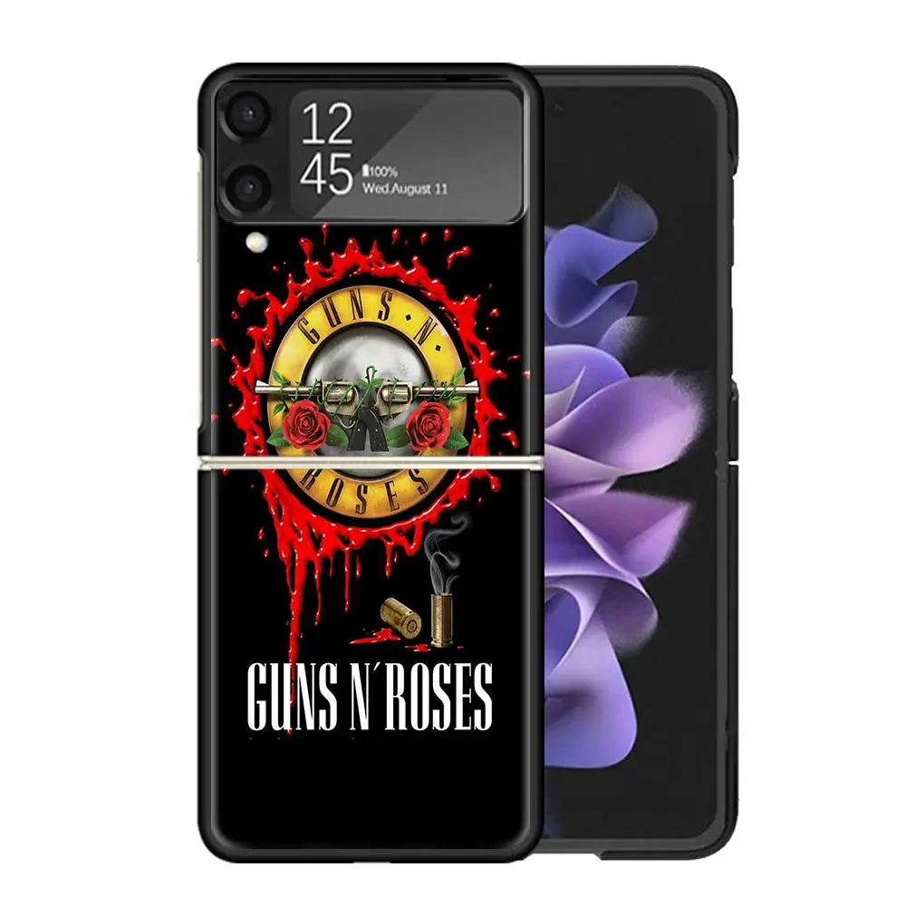 Guns N Roses وقت جيد حافظة هاتف شفافة لهاتف سامسونج Z Flip 5 4 3 Galaxy Z Flip 6 5G غطاء طباعة صلب مقاوم للصدمات من البولي يوريثان PC Coque