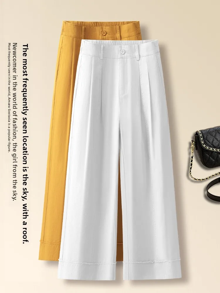 

Slim Fit Wide Leg Denim Jeans Women's Summer Thin High Waist Slimming Nine Point Samurai Straight Leg Pants Casual Korean Style