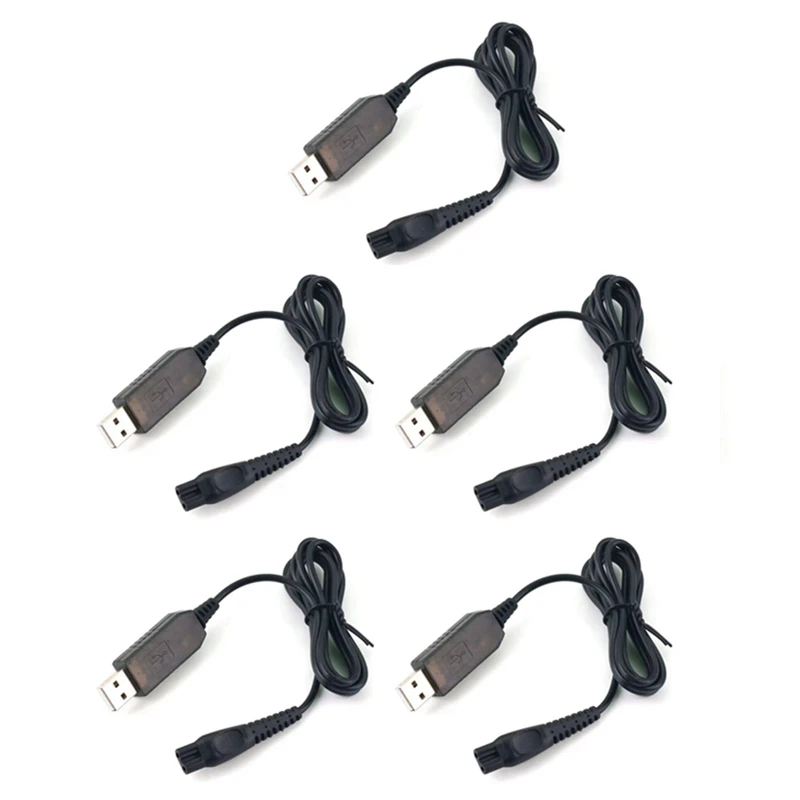 5Pcs Black USB Charging Cable HQ8505 Power Charger Adapter For Phillip Razor  Shaver 7120 7140 7160 7165 7141 7240 786