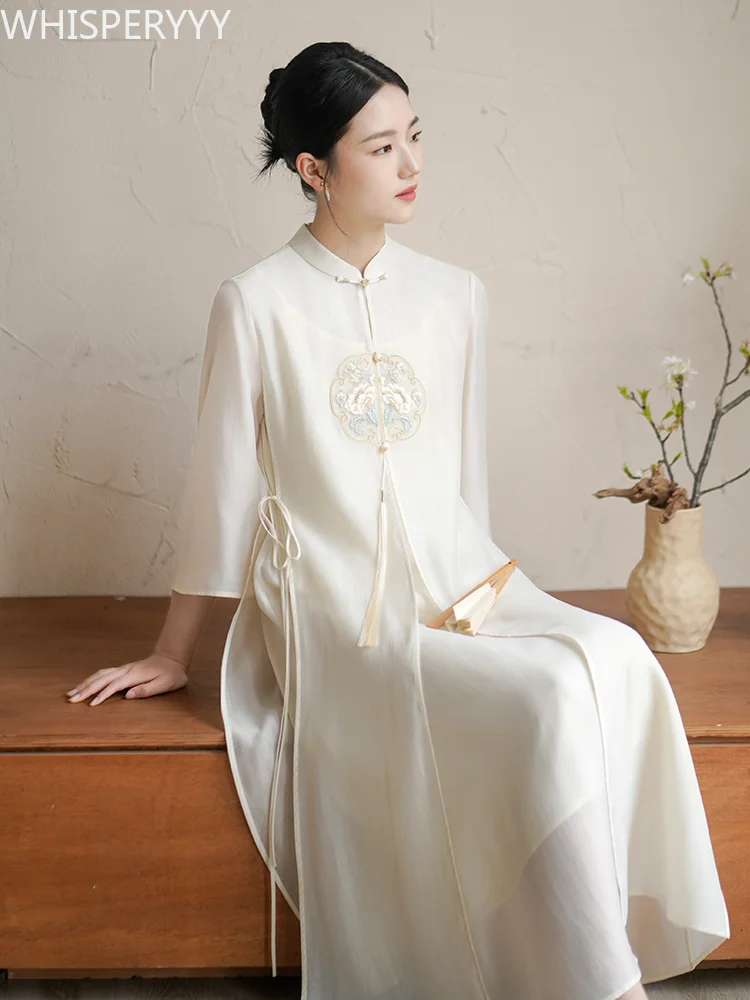 chinese-style-zen-qipao-female-2023-summer-new-embroidery-elegant-cheongsam-women-hanfu-dress-vintage-china-traditional-clothing