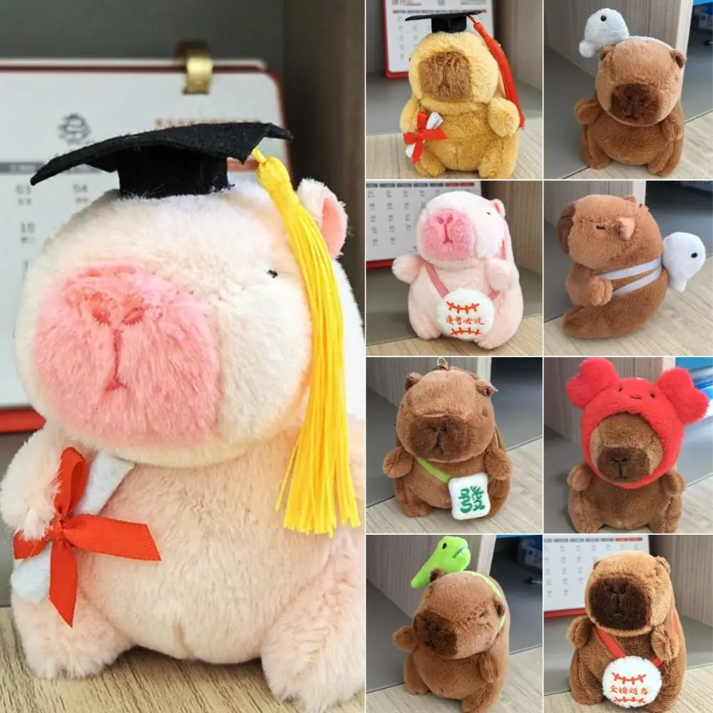 Kawaii Multicolor Capybara Keychain Capibara 10-13cm Bag Hanging Guinea Pig Soft Keychain Doll Birthday Gift