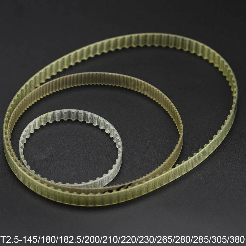 T2.5-145/180/182.5/200/210/220/230/265/280/285/305/380mm 2.5mm Pitch PU Steel Wire Trapezoidal Cogged Synchronous Timing Belt