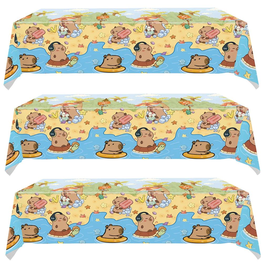 Tablecloth Capybara Birthday Party Cartoon Celebration Disposable Decoration Tablecloth Baby Shower Kids Favor Party Supplie Set