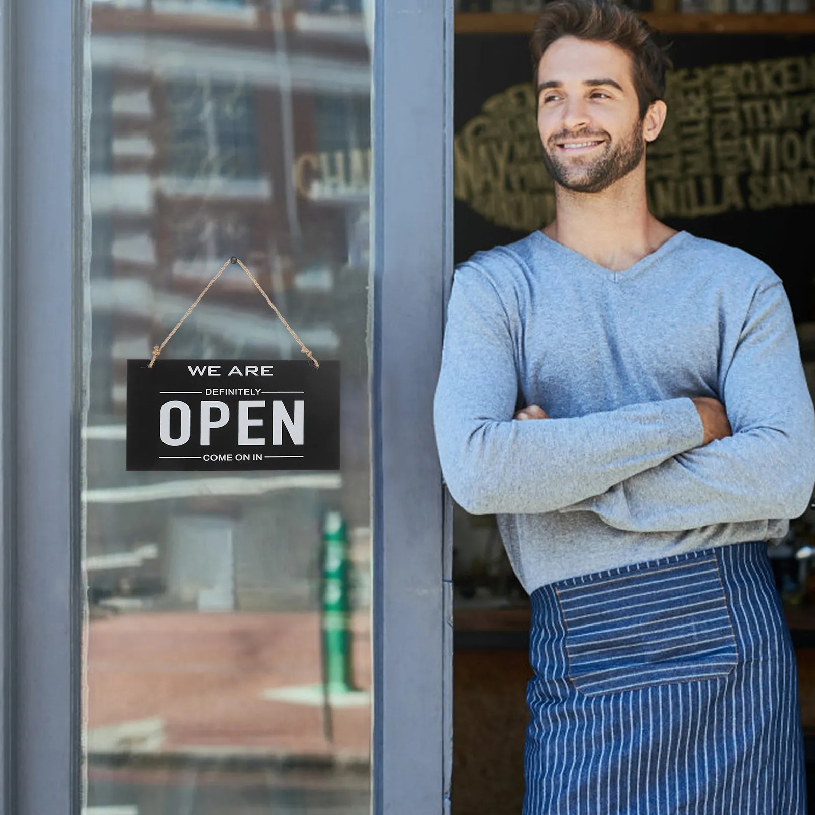 Double Sided Door Sign Open Closed Shop Business Hanging Sign Visible Open Signs for Front Door Outdoor Business Signs