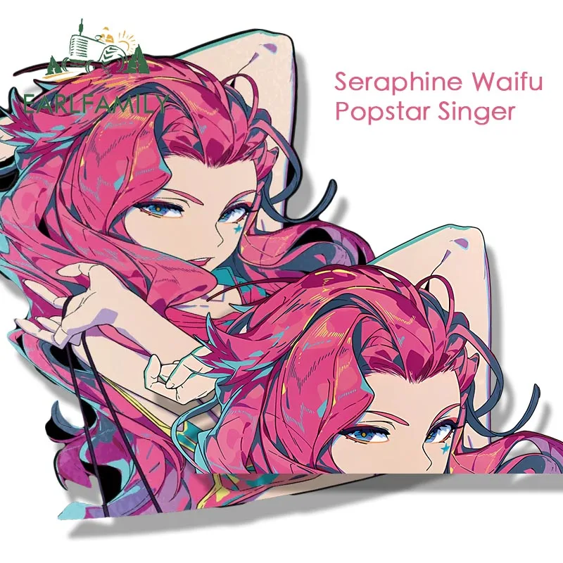 

EARLFAMILY Singer Seraphine Fanart Car Sticker Cartoon Anime Girl Sketch Waifu Decal JDM Gothic Peeker Stickers Car Styling