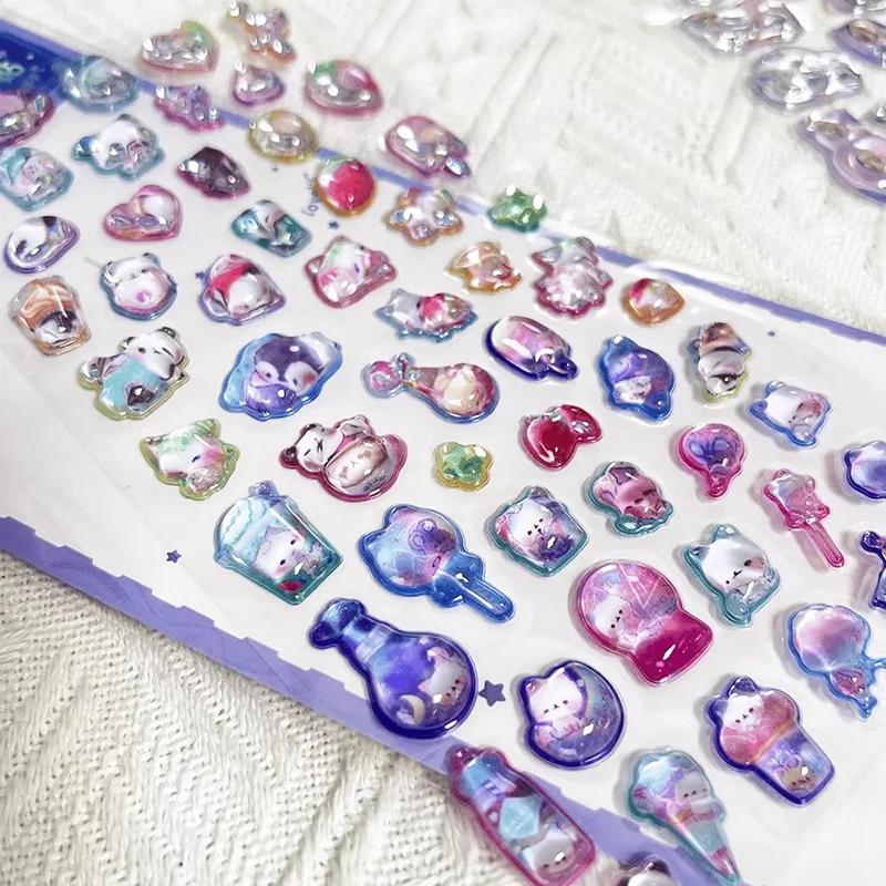 

1 лист, милые эстетические 3D рельефные наклейки-стиль для девочек, конфетные наклейки в стиле для DIY, скрапбукинга и дневника, канцелярские принадлежности