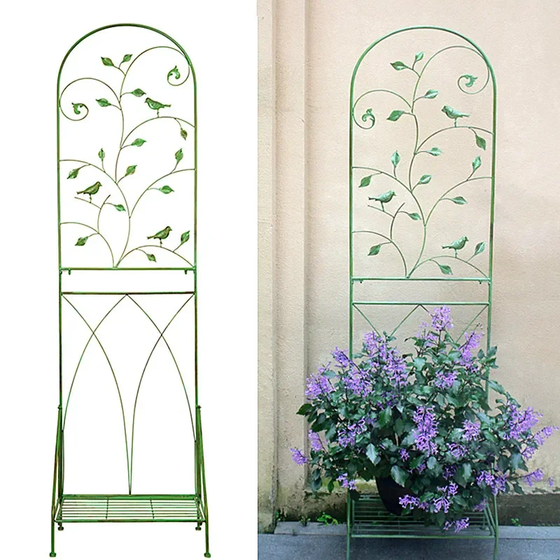 Balcony flower stand wrought iron outdoor rose clematis climbing bracket courtyard garden flower pot frame shelf climbing vine