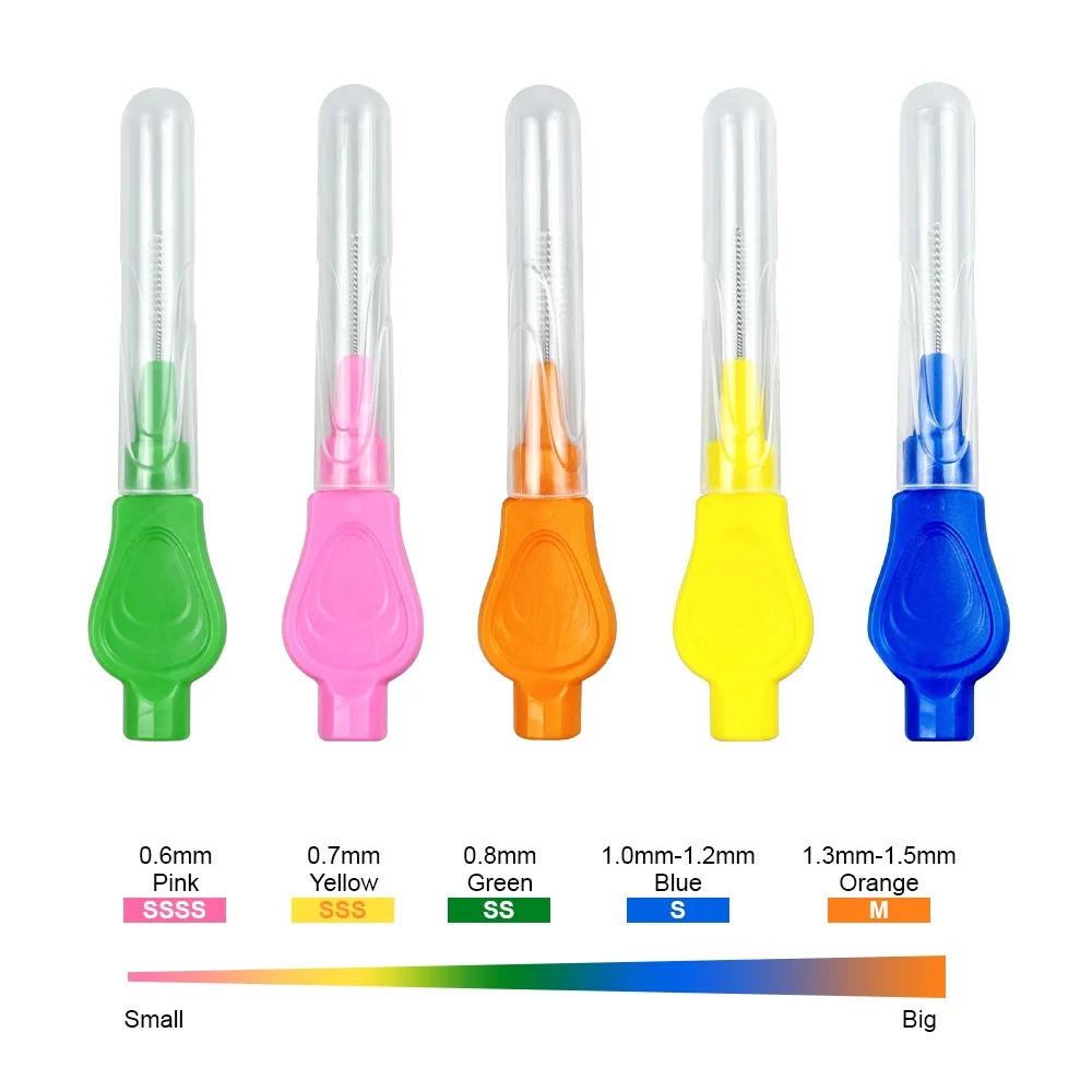 

25pcs Interdental Brush Toothpick 0.6-1.5mm Orthodontic Teeth Clean Between Teeth Braces Cleaning Mini Toothbrush Oral Care Tool