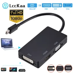 LccKaa 3 in 1 Thunderbolt Mini DP zu HDMI VGA DVI Konverter 4K 1080P Mini DP Kabeladapter für MacBook Pro Air Mini DisplayPort