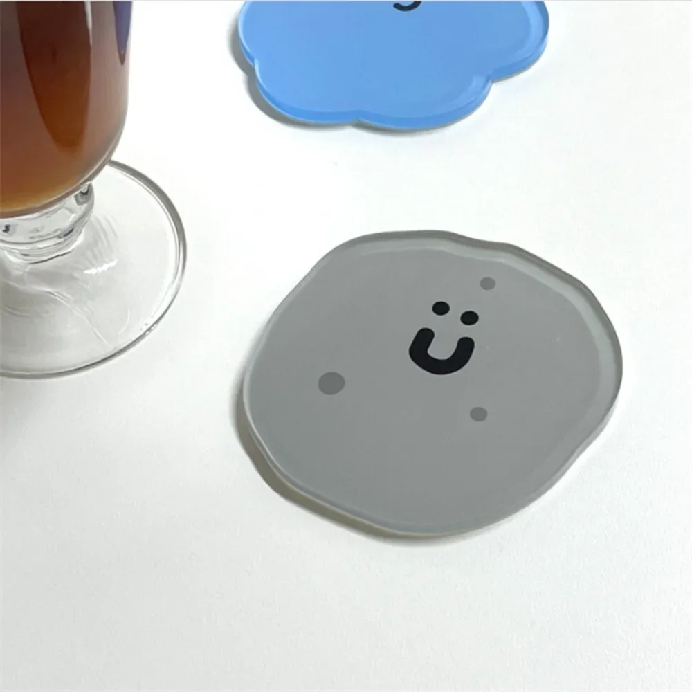 Cute Cartoon Acrylic Coaster Pads Mug Coffee Drinks Placemats Smiley Cup Mat Holder Mat Kawaii Desk Mats Heat-resistant Bowl Pad