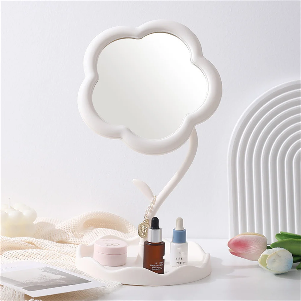 Desktop Makeup Mirror Sunflower Shaped Cute Girly Heart Dressing Mirror Detachable Hanging Jewelry High-definition Makeup Mirror