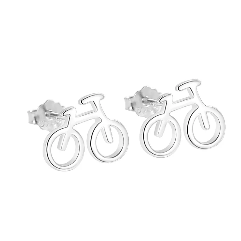 RYJU-pendientes de plata de ley 925 para hombre y mujer, aretes pequeños de bicicleta Punk, moda deportiva, regalos de joyería para mejor amigo