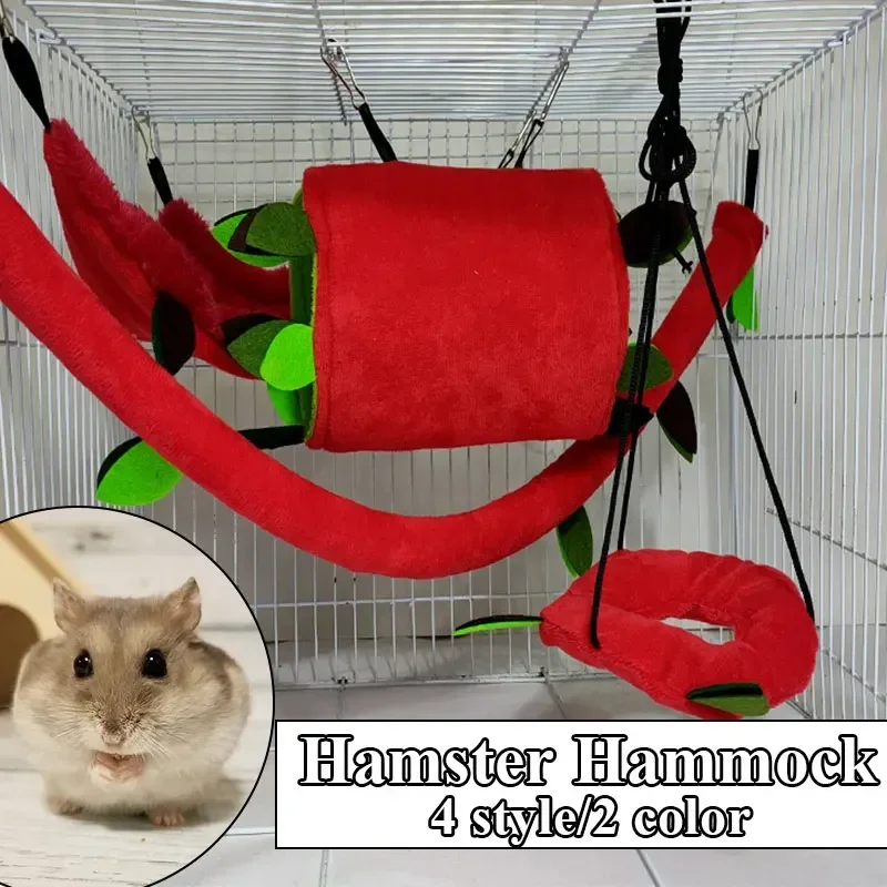 Cute Plush Cotton Hamster Hammock Round Swing for Rats Rodent Small Animal Guinea Pig Ferret Double-layer Nests Pets Supplies