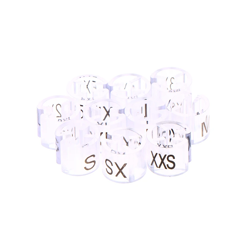 100Pcs Clothes Hanger Size Markers Clear Plastic Home Hangers Size Tag Kit XXS-5XL Snap On Hanger Divider Accessories Label
