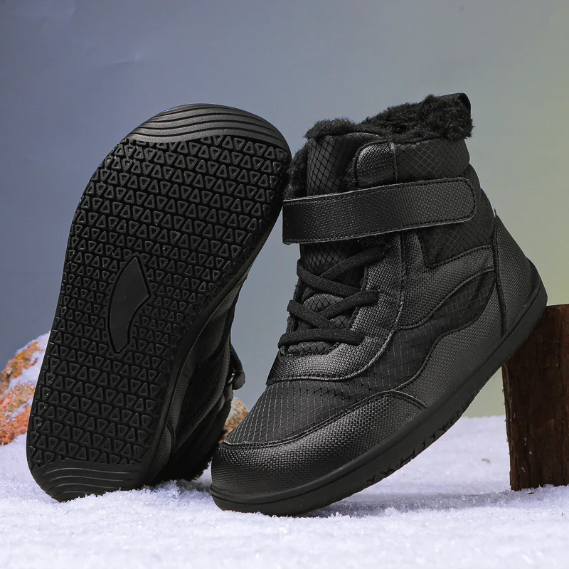 Kids Winter Snow Boots  Wide Toe Barefoot Insulated Waterproof Fur Lined Shoes for Boys Girls Cold Weather Outdoor Sneakers