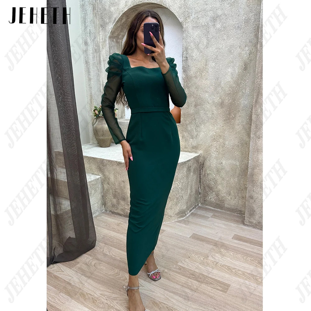 JEHETH Vestidos de noite formais para a mulher Comprimento do tornozelo Colar qJEHETH Formais Vestidos De Noite Para A Mulher Tornozelo Comprimento Quadrado Collar Prom Vestidos Mangas Compridas Sereia فسهره فاخره 2023