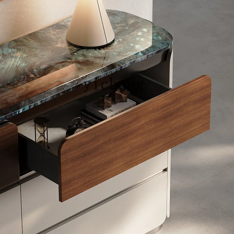 DSA  minimalist marble cabinet against the wall  locker floor-to-ceiling high-end light luxury solid wood dining side cabinet