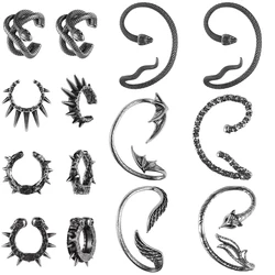 AOEDEJ 1Piece/Pair Punk Ear Cuff Stainless Steel Earrings Clip On Jewelry Men Vintage Skull Snake Helix Fake Piercings Earring